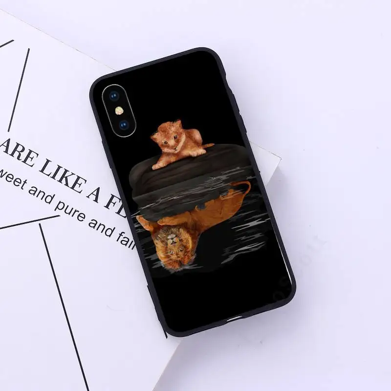 

Cat tiger dog lion reflection Phone Case for iPhone 11 12 mini pro XS MAX 8 7 6 6S Plus X 5S SE 2020 XR
