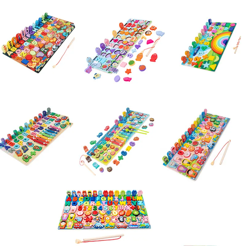 

Деревянная Магнитная логарифмическая доска для рыбалки, английские дорожные животные, детские развивающие Игрушки для раннего развития