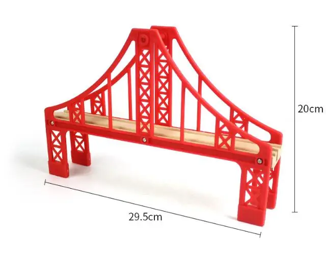 Brown 15 Styles Wooden Train Track Railway Bridge Accessories Variety Train With Compatible Kids Assembly Toys Tunnel Cross Bridge - Цвет: Brown