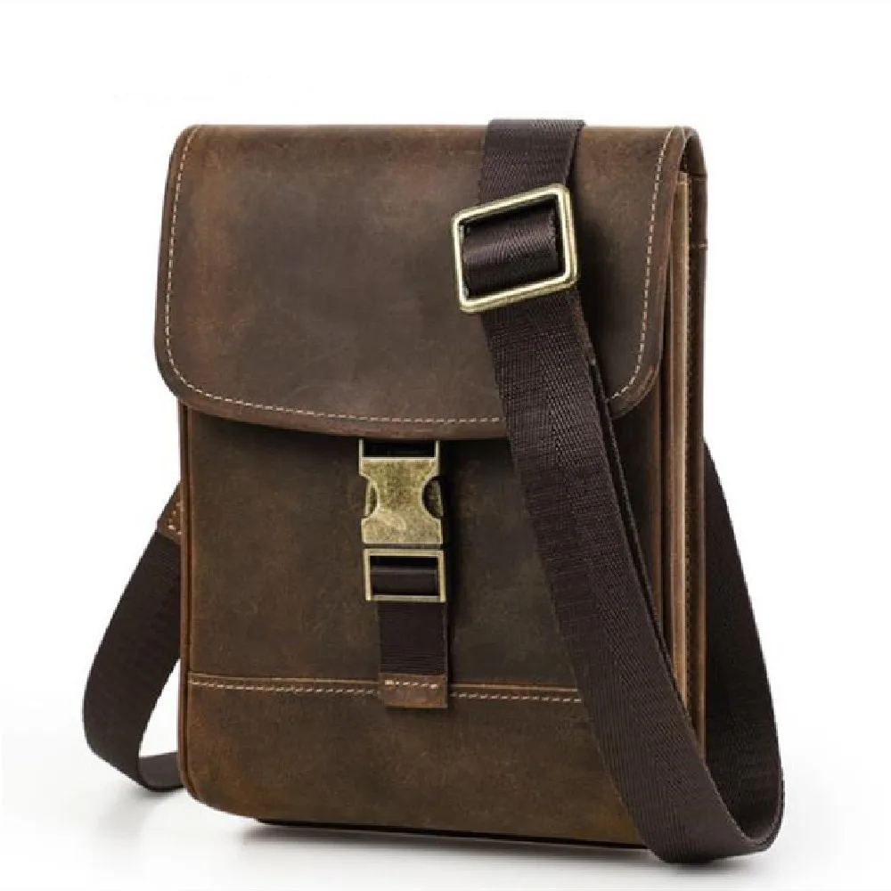 

Men's mobile phone bag 2021 new European and American fashion cross-body bag retro leather mobile phone bag leisure men's bag