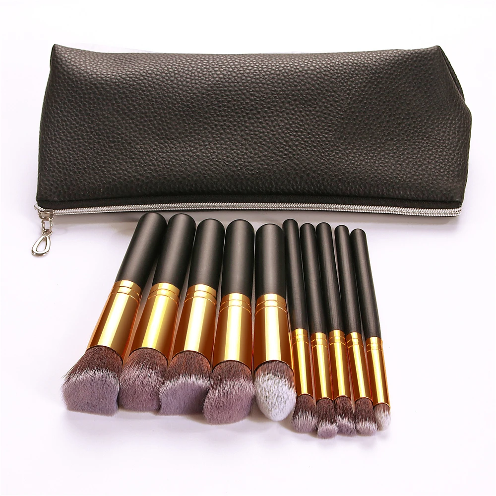 Black with bag Новое поступление 10 шт набор кистей для макияжа мягкие синтетические волосы Косметика основа пудра смешивание румяна леди красота макияж инструменты - Handle Color: Black with bag