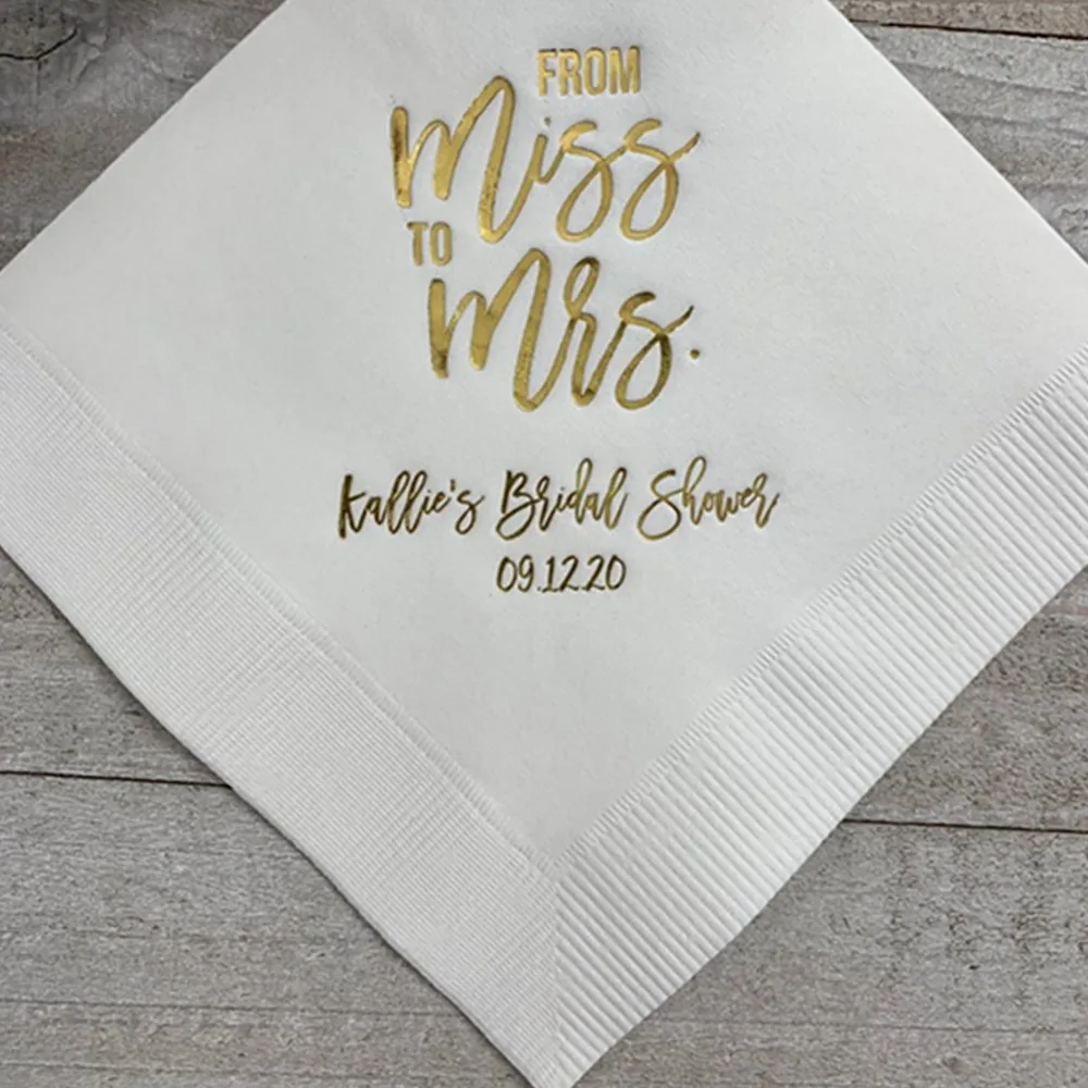 

Personalized Napkins Bridal Shower From MISS to MRS Custom Printed Monogram bachelorette party Napkins Wedding party Napkins
