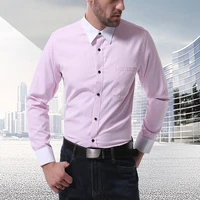 2022 spring men lapel shirt long sleeve turn down collar casual shirt slim pure colors solid fit business shirts male