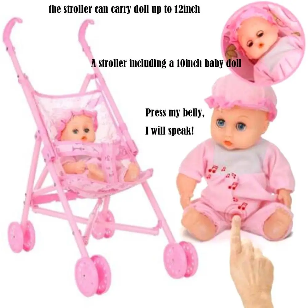Baby Doll Stroller Nursery Furniture Toys Dolls Carriage Foldable With For 12inch Mini Gift for Kid | Игрушки и хобби