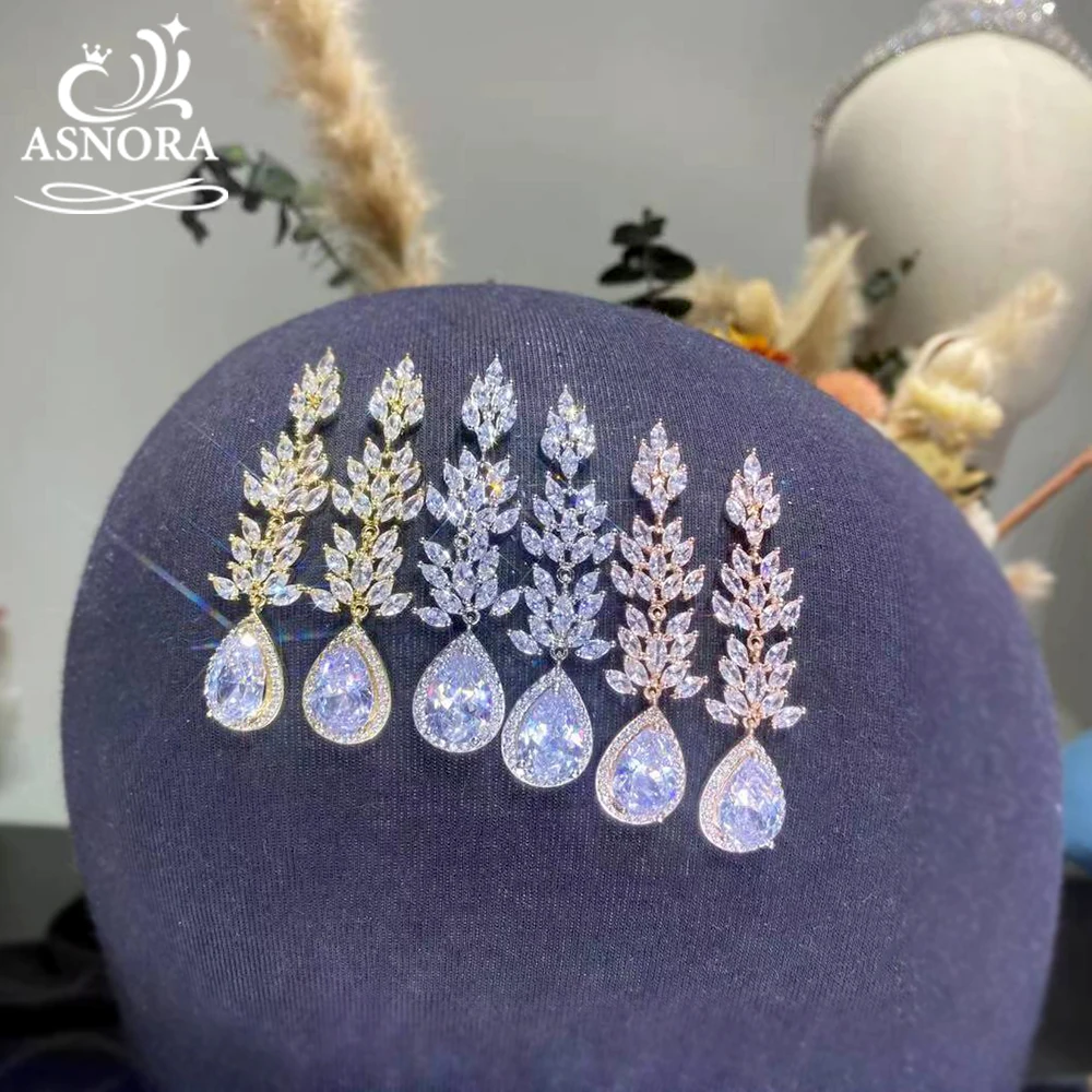 

Fashion CZ Water Drop Pendant Earrings, Bridal Wedding Earrings, Cubic Zirconia Elegant Long Earrings, Female Jewelry Gifts