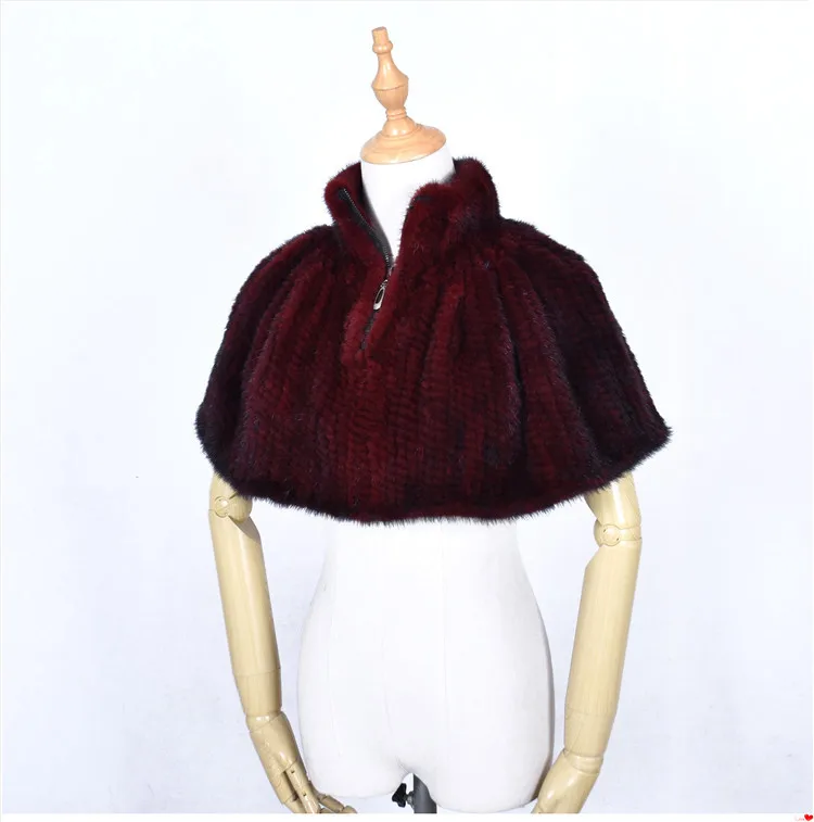 Женская Вязаная Шаль из 100% натурального меха норки пончо верхняя одежда для