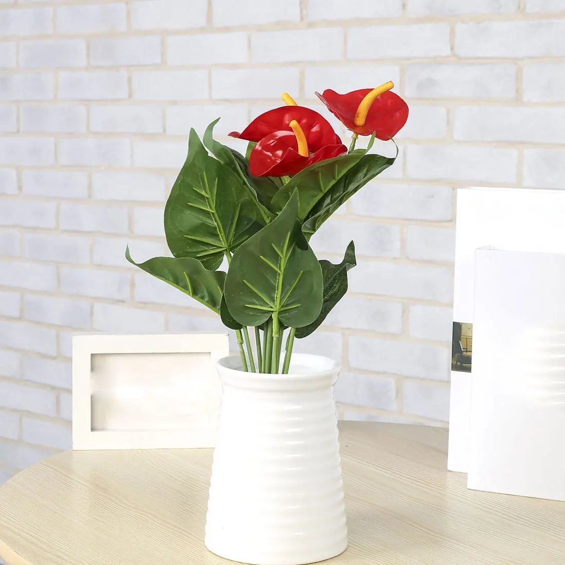 Искусственные цветы в горшке Anthurium 2 szies 12/18 комнатные Зеленые искусственные для