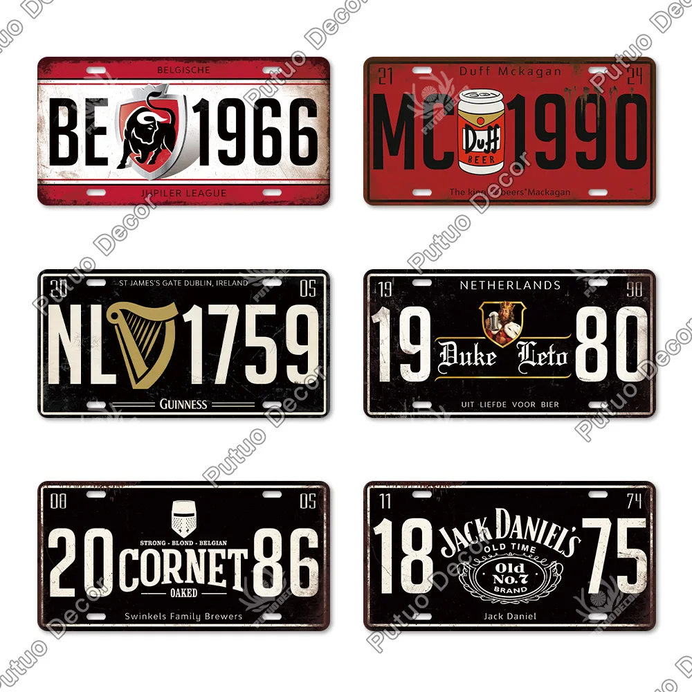 

Putuo Decor Beer Brand Vintage Metal Tin Sign Cars License Plate for Garage Bar Pub Club Man Cave Oktoberfest Wall Decoration