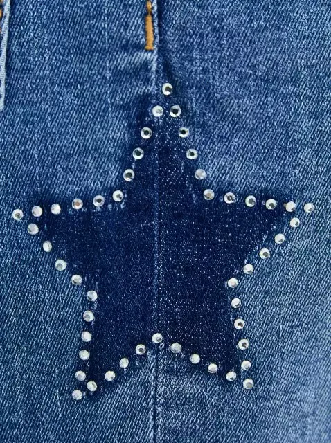 

Fashion Jeans for Girls Diamonds Stars High Waist Light Bule Jeans Light Street Trender Pants Clothes for Teenagers 2-10 years