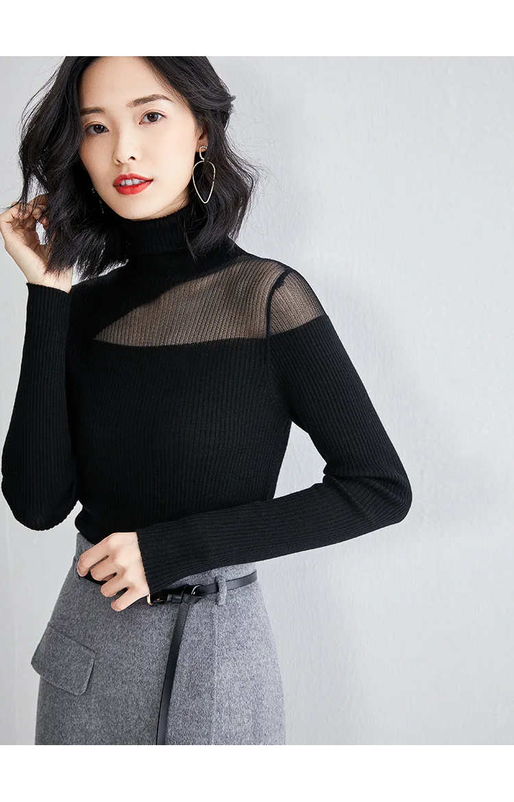 Женская трикотажная рубашка новая коллекция осень-зима 2019 чистый цвет