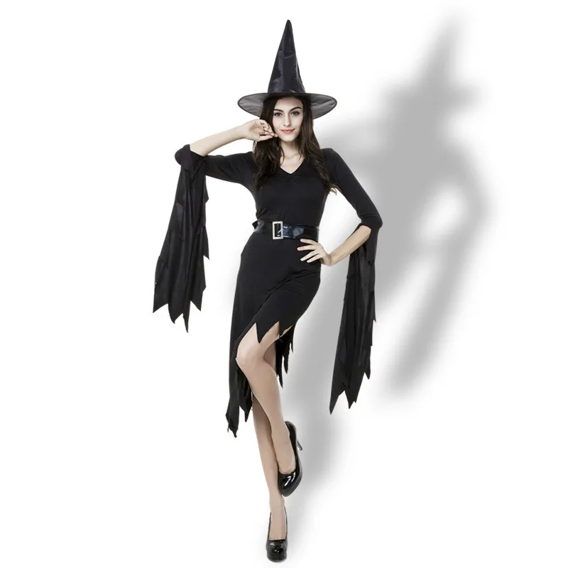 

Halloween Witch Costumes For Women Cosplay Irregular Black Witch Dress Suit Holiday Stage Party Cosplay Clothing