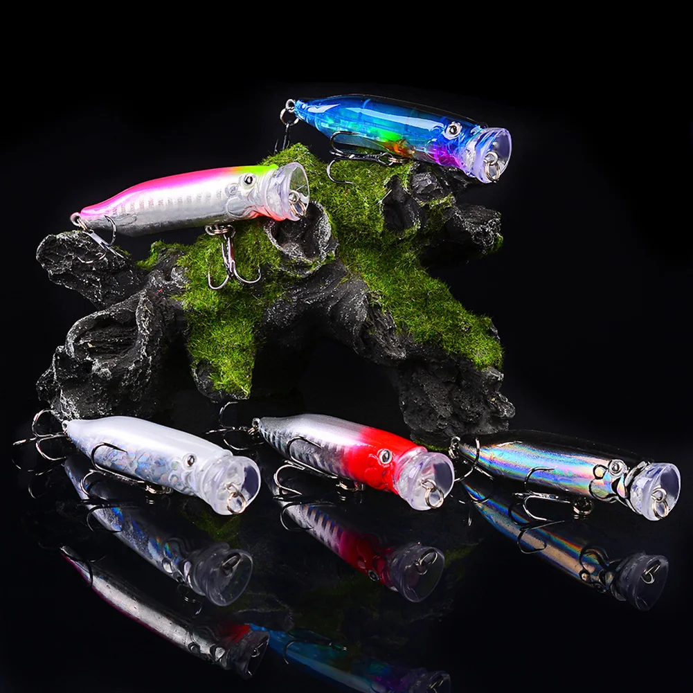 

2.75in Fishing Popper Topwater Lure(0.33oz) With Two Treble Hooks ABS Plastic Sturdy Strong Durable Light Lure Fish Effect