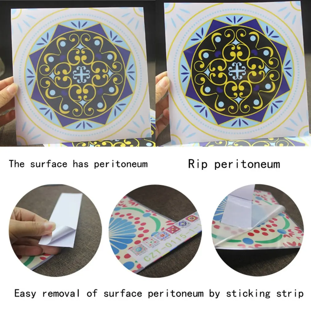 10 шт./пакет разноцветной мозаикой дизайн самоклеющиеся наклейки в форме плитки с