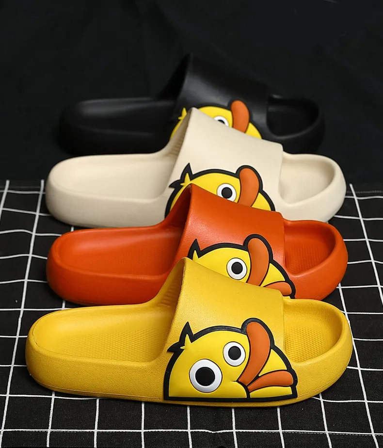 

Summer Beach Slides Women Men Slippers Sandals Flip Flops Candy Cartoon Duck Platform Thick Soled Ladies Couples Bathroom Shoes