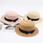 Панамская шляпа простая летняя пляжная шляпа, женская повседневная обувь, женская обувь на плоской подошве бант края соломенная шляпа для девочек шляпа от солнца 2021 соломенная шляпа