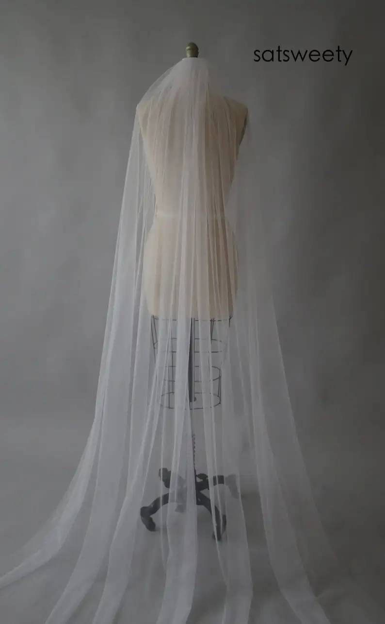 Высокое качество простой часовня фаты 1 слоя с расческой белый/слоновая кость