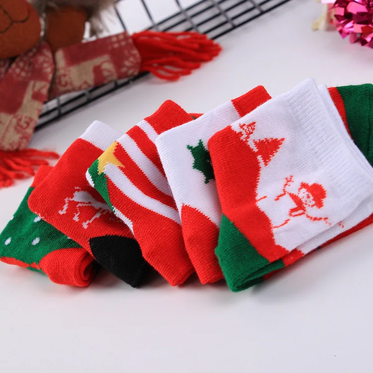 1 пара детских носков хлопковые высококачественные красные рождественские носки