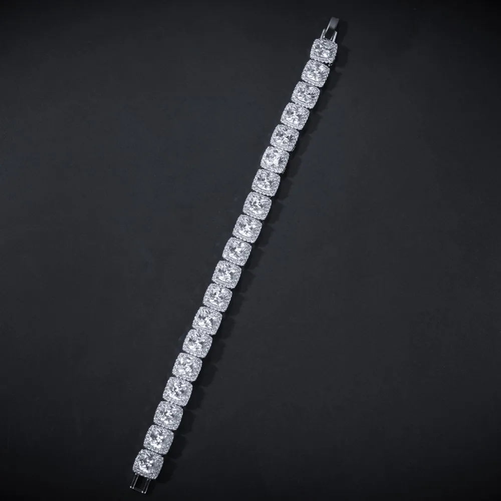 TBTK проложили Bling Площади Iced Out Циркон красивый браслет Роскошный простой стиль золото/серебро 10 мм ширина наручные ювелирные изделия панк человек