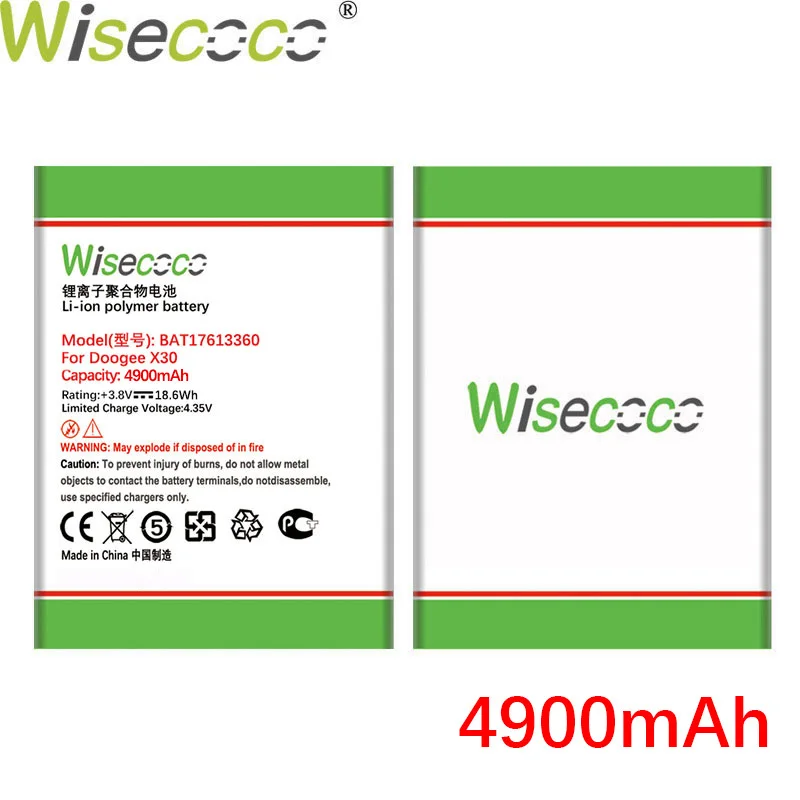 WISECOCO 4900 мАч BAT17613360 Батарея Для DOOGEE X30 мобильный телефон в наличии Высокое качество