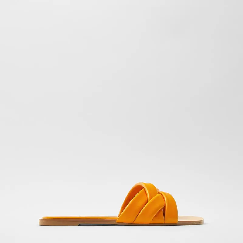 Сандалии женские на плоской подошве Стёганые босоножки из искусственной кожи с