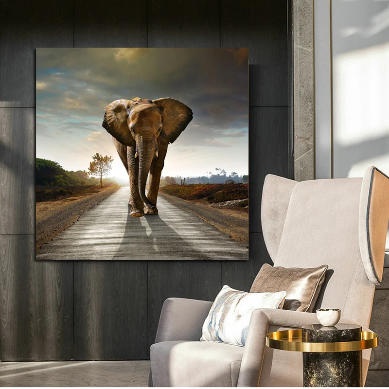 Постеры с животными и печать холст картина маслом украшения слон настенные