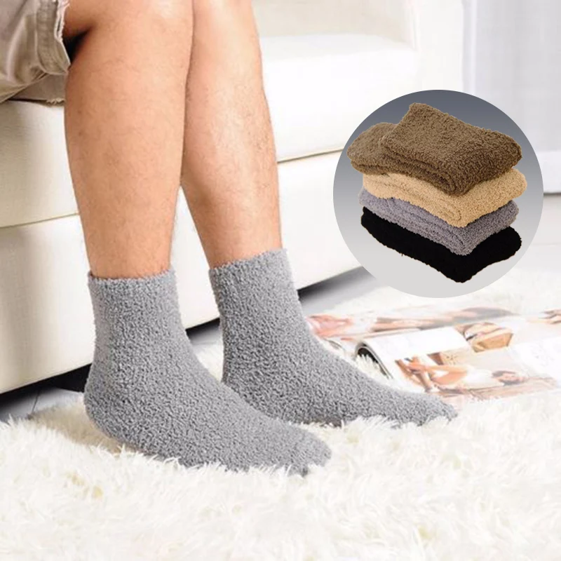 

1 Pair Cashmere Sock Comfortable Extremely Pure Color Socks Cozy Men Women Winter Keep Warm Sleep Bed Floor Home Fluffy Socks