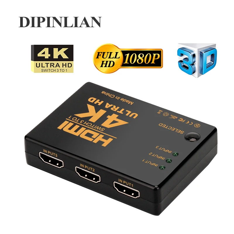 4K * 2K 3D HDMI Сплиттер мини 3 порта s переключатель входа 1 выход порт концентратор для
