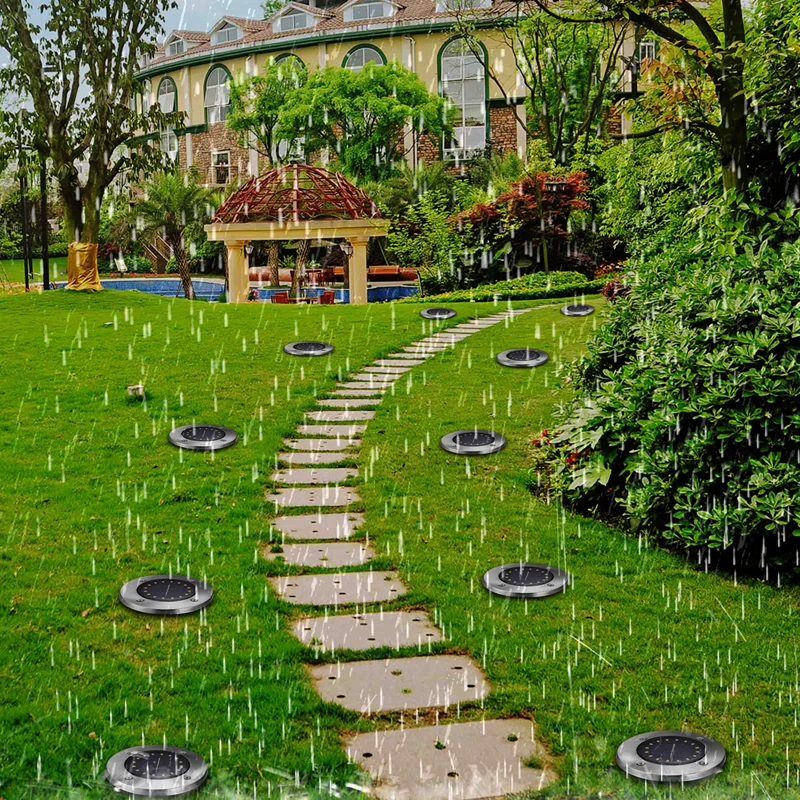 

4pcs LED Solar Lawn Lamp 4 8 12 16LED Solar Power Buried Light Under Ground Lamp Outdoor Path Way Garden Decking Street Light