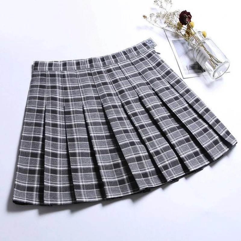 

2020 Yellow Plaid Skirt Pleated Green Skirt High Waist A-line School Female Short Mini Skirts Womens Korean Japanese