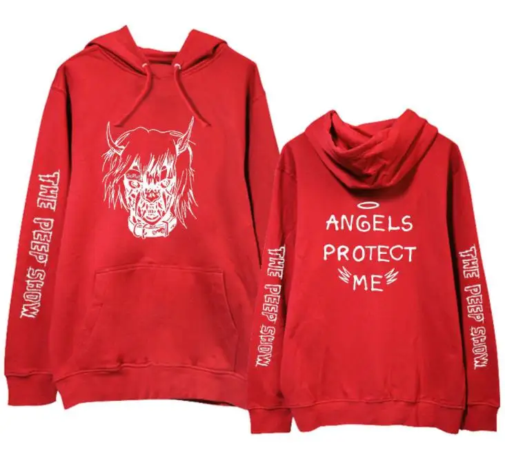 Модный пуловер с принтом lil peep angels protect me same толстовка унисекс на флисе/тонкая