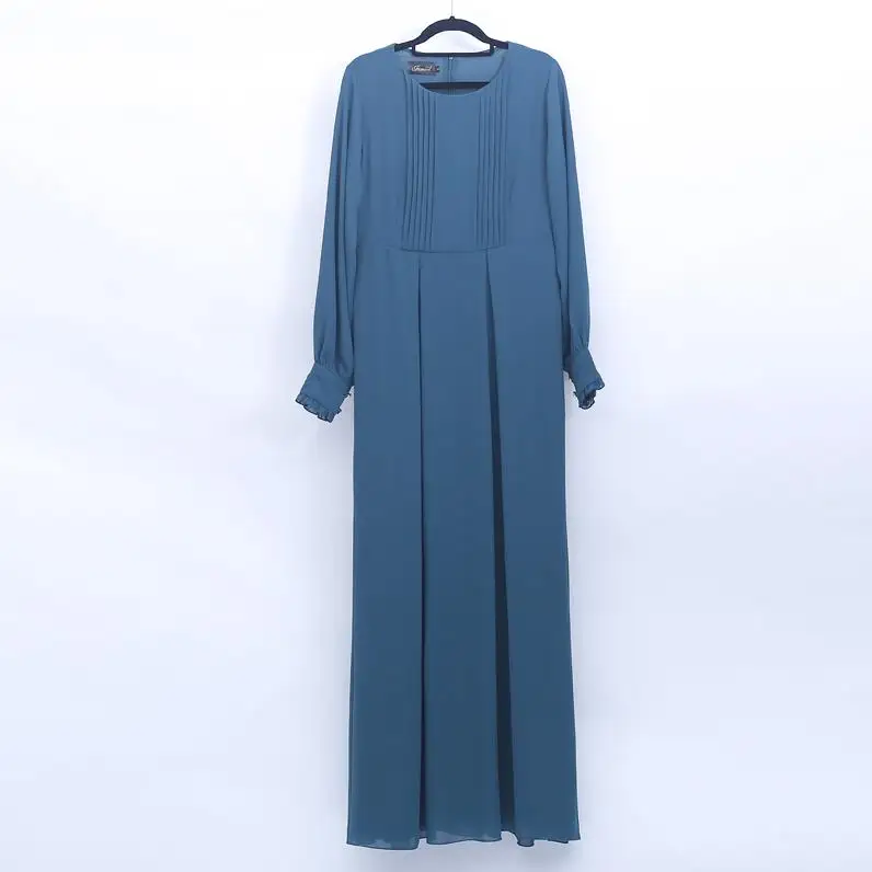 Lake Blue dress Абаи Турция Дубайский Мусульманский платье хиджаб Абая для женщин турецкий мусульманские платья Robe Femme Восточный халат из марокена кафтан молитвенная одежда - Цвет: Lake Blue dress