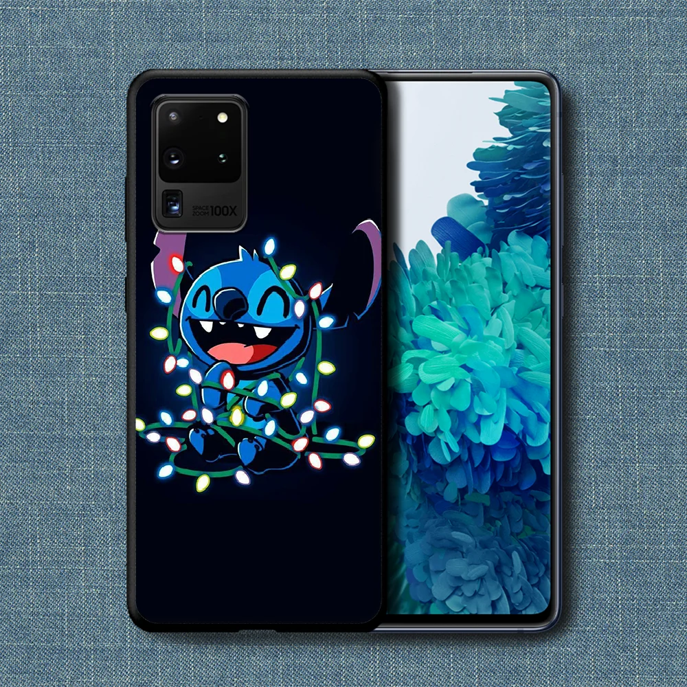 

Cute Cartoon Stitch Phone Case For Samsung Galaxy Note S 8 9 10 20 Plus E Lite Uitra black Coque Tpu Cell Painting Bumper 3D