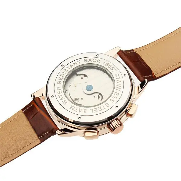 JARAGAR бренд автоматические механические Tourbillon маховик кожа часы Подарочная коробка Relogio relegs новинка