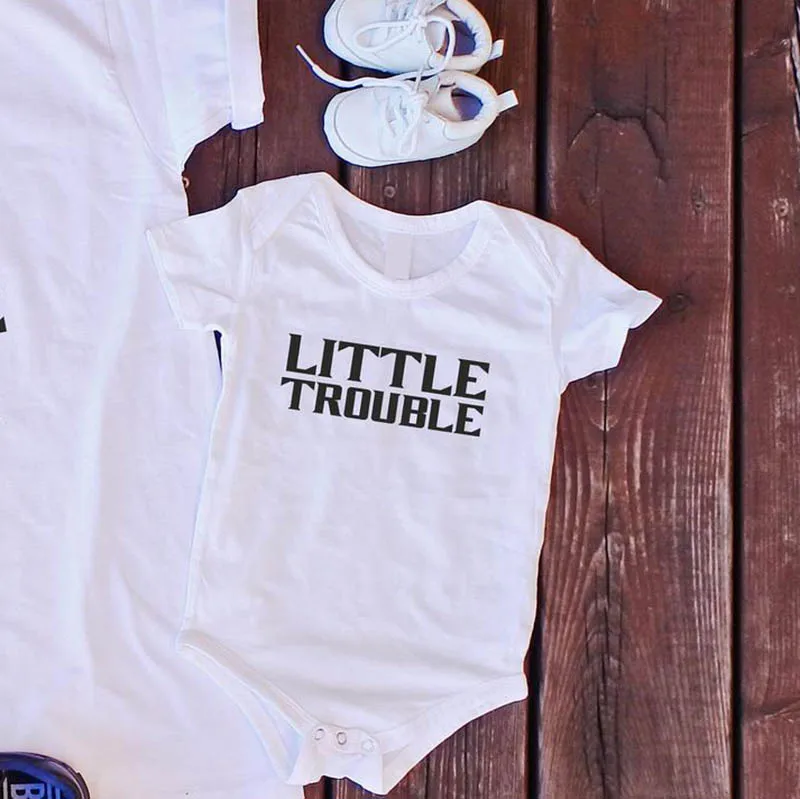 Комплект для малышей «Big Trouble Little Trouble», комплект для папы и ребенка, подарок для папы, подарок для мамы, семейная одежда - Цвет: P2337C