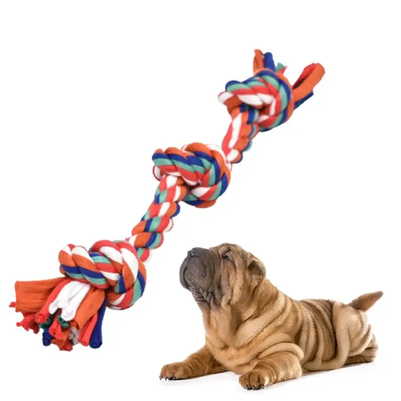 

1 Pcs Dog Bite Rope Toys Interactive Pets Dogs Supplies Puppy Cotton Chew Knot Toy Durable Braided Bone Rope Funny Tool