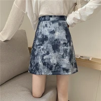 spring and autumn models 2021 new a line skirt korean version of fashion is thin and high waist all match tie dye short skirt