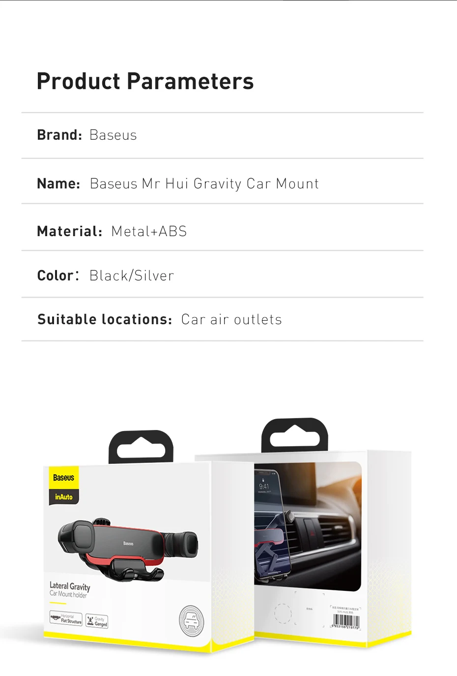 Baseus Gravity Car Holder For Phone in Car Air Vent Mount Holder Stand for iPhone 12 Air Vent Mount Cell Phone Support wooden mobile stand