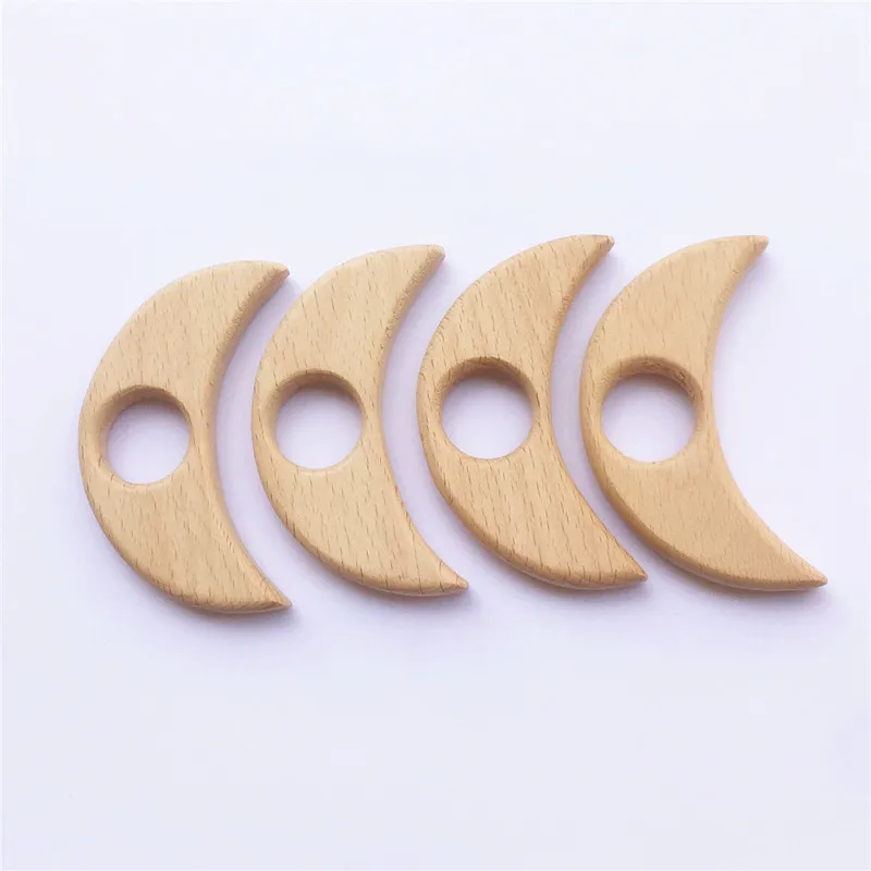 

Chenkai 10pcs Wood Moon Teether Ring DIY Organic Eco-friendly Unfinished Nature Baby Rattle Teething Grasping Wooden Toy