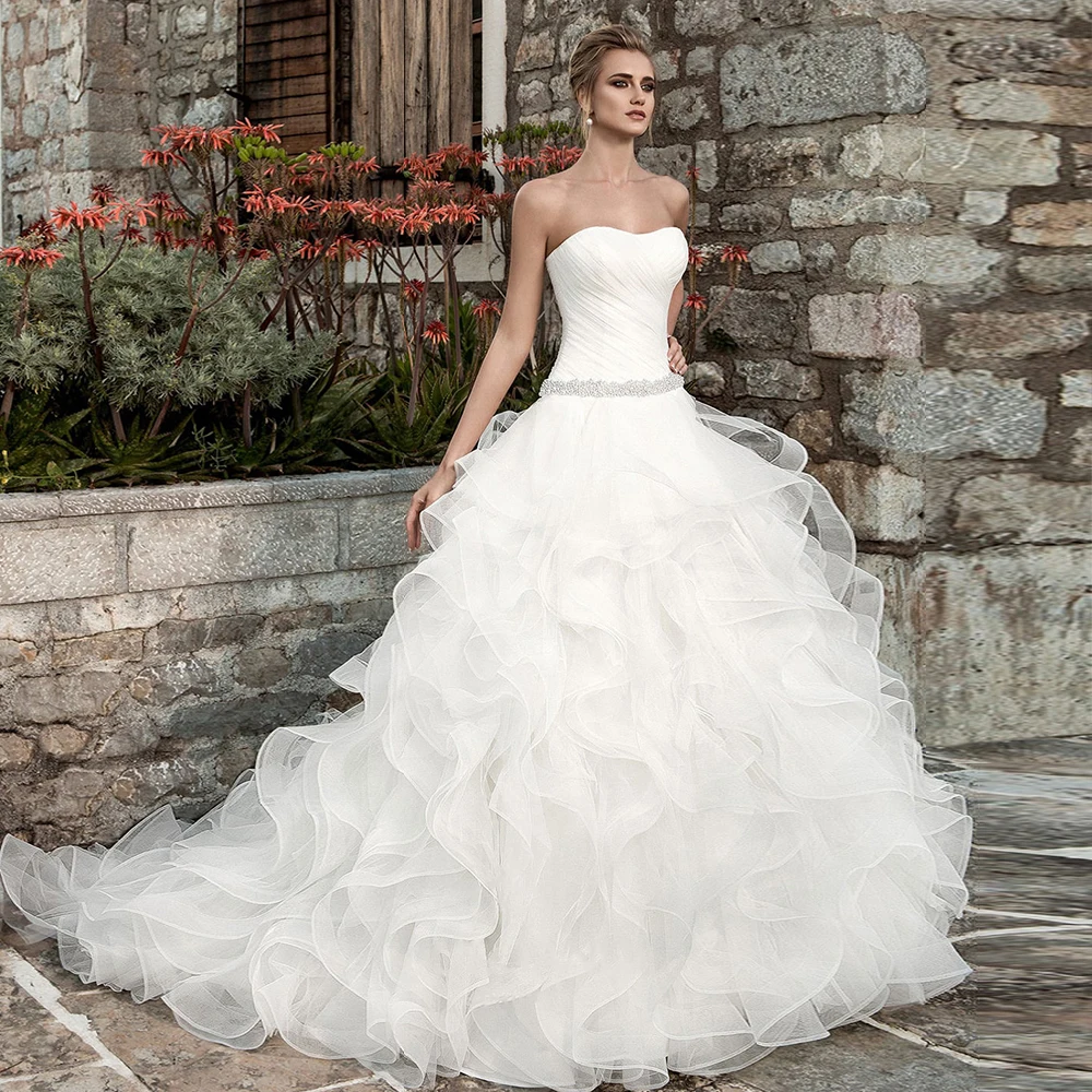 Бальное платье принцессы Свадебные платья Vestidos De Noiva Великолепные белые пышные с