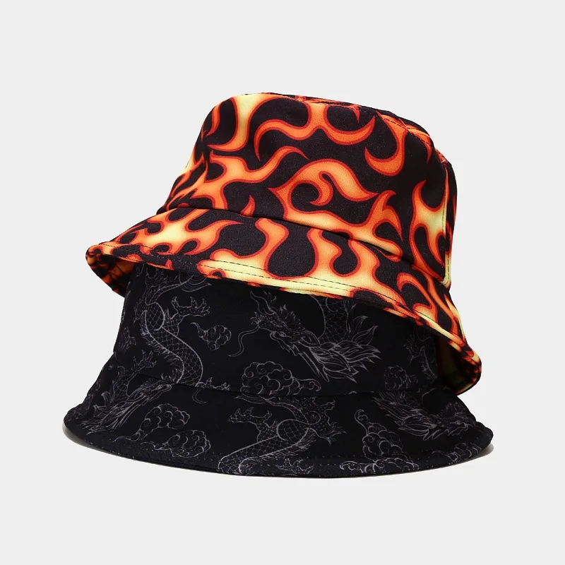2020 New Chinese Dragon Bucket Hat Cloud Chapeau Fashion Fishing Printed Fire Bob Caps Women Men Panama Summer Sun Cap | Аксессуары для