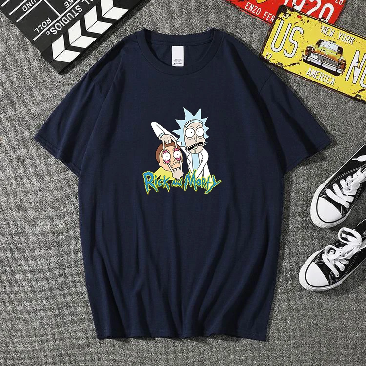 HIPFANDI мужские футболки Рик и Морти Homme летние мужские футболки с коротким рукавом мужские футболки Camiseta футболка Homme размера плюс XXL - Цвет: FH0041Navy