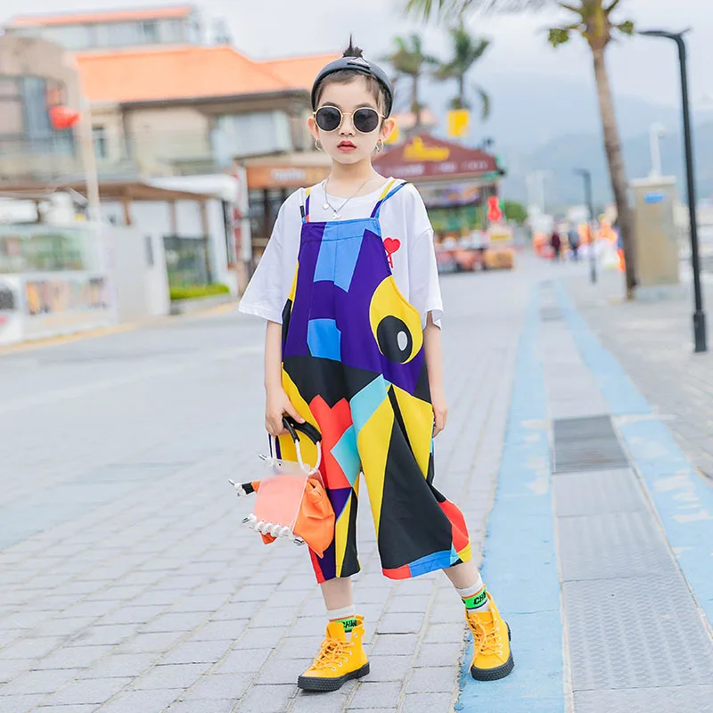 

Girls' summer suspenders thin Korean 2021 new kids' casual pants children's loose trouser 7-21