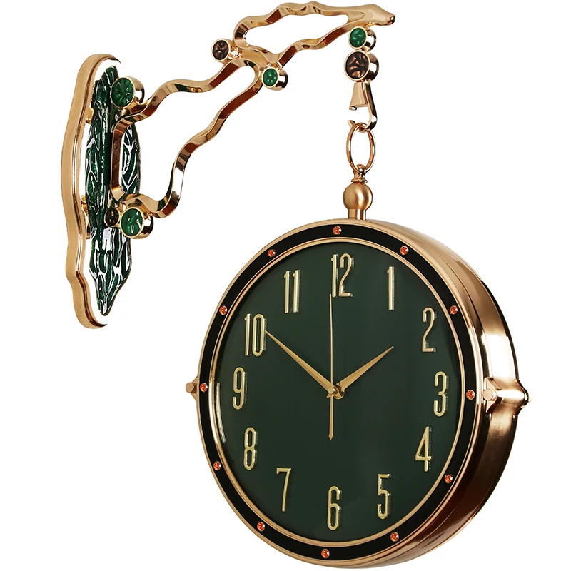

Luxury Wall Clock Modern Design Two Sides Wall Watches Home Decor Northern Europe Creative Clocks Two-sided Gilded Frame Gift