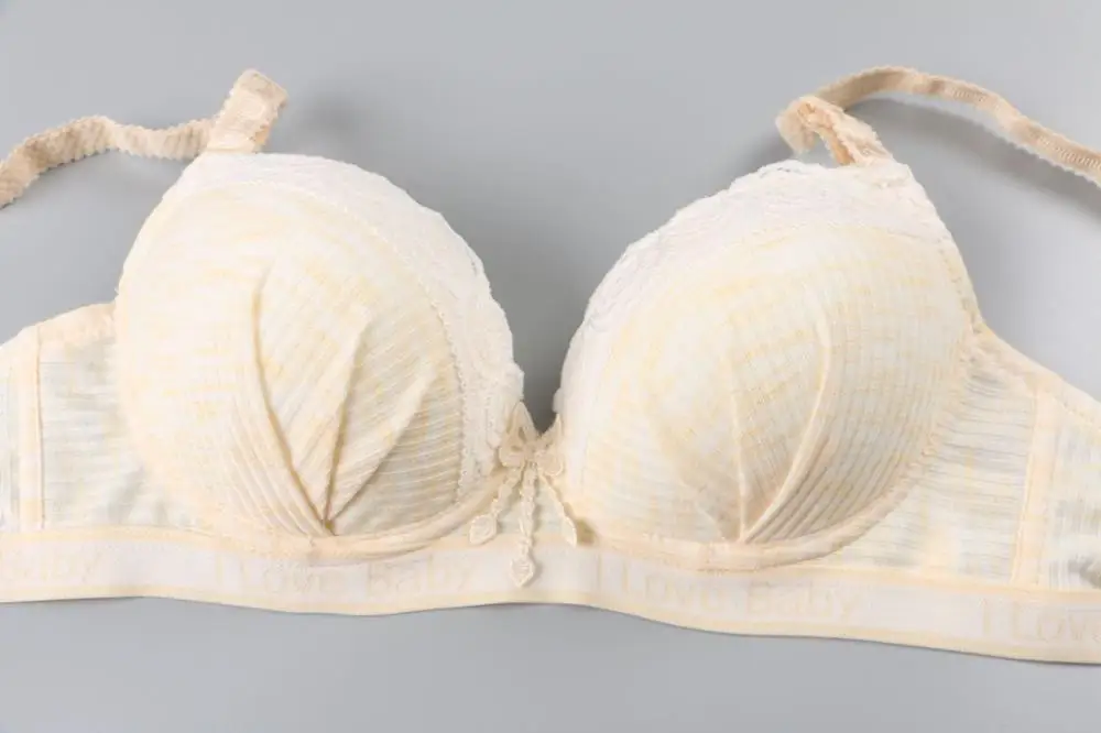 Бежевый Нижнее белье для девочек-подростков; маленькие кружевные бюстгальтеры для девочек-подростков; Спортивный бюстгальтер с буквенным принтом для детей; нижнее белье из хлопка для подростков - Цвет: Бежевый