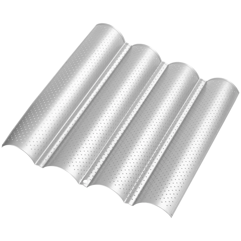 Hot XD-Silver color Stainless Steel Plate 4-Slot French Bread Baking Pan Mold | Дом и сад