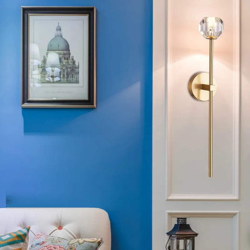 Настенный светильник из чистой меди постмодерн медный настенный K9 Хрустальный