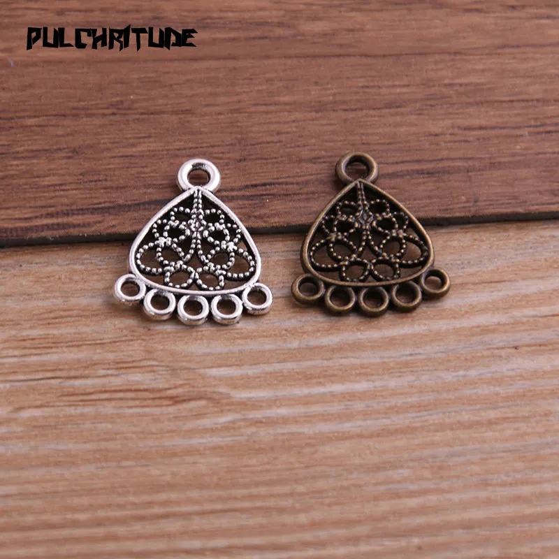 

PULCHRITUDE 20pcs 18*22mm Two Color Zinc Alloy Vintage Pendant Charm Jewelry DIY Hollow Connector Pendant Necklace