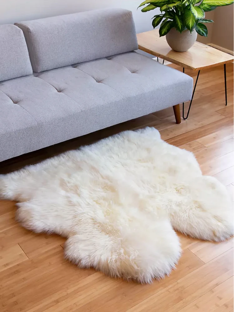 2 х кожаный ковер из натуральной овчины натуральный шерстяной меховой белый