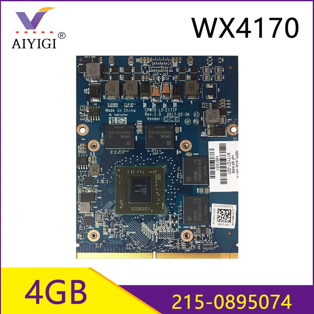 FirePro WX4170 4 Гб 916613 002 L30654 001 видео Графика карты 215 0895074 с X скоба для HP ZBook17 G3 G4 G5 100%