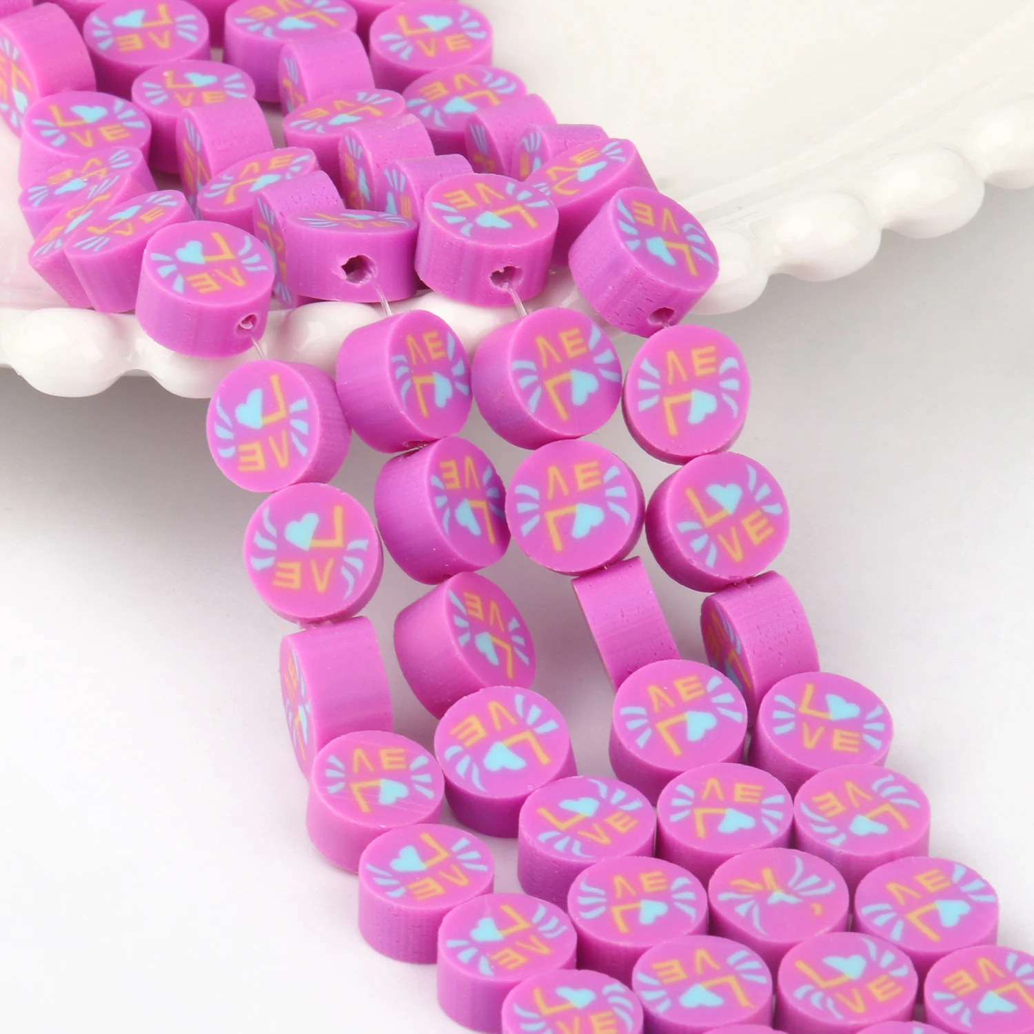 

40-100 pcs Cute Purple Round Shape Polymer Clay Spacer Loose Beads For DIY Bracelet Earring Jewelry Findings Making Wholesale